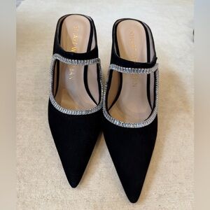 Stuart Weitzman Black Heels with Silver Trim